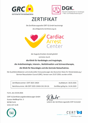 Zertifikat HFU-Schwerpunktklinik – zertifiziert